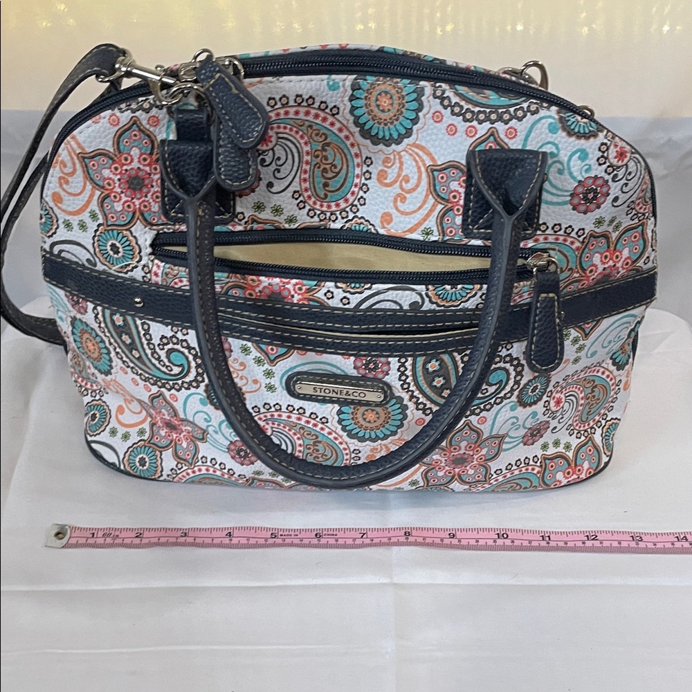 Stone & Co. Paisley Satchel - Navy and Multicolor